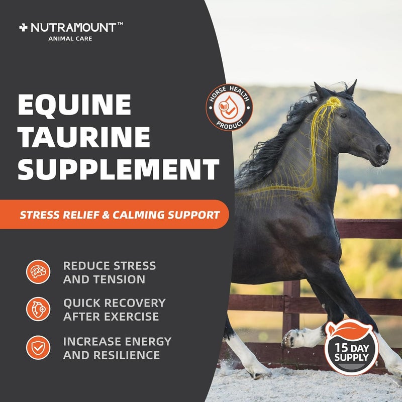 Nutramount Horse Calming Supplement Powder – Supports Focus, Relaxation & Performance | Equine Taurine & Magnesium Formula | 15-Day Supply - Image 2
